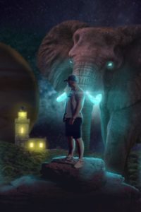 man w elephant without text